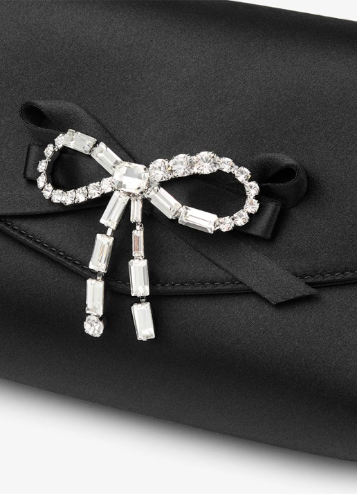 Jimmy Choo Mini Soft Bow crossbodytas van satijn - detail 5 zwart