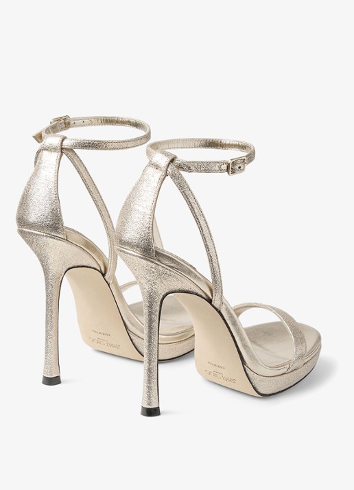 Jimmy Choo Moza/Pf 120 sandalette met metallic finish - achterkant 3 goud