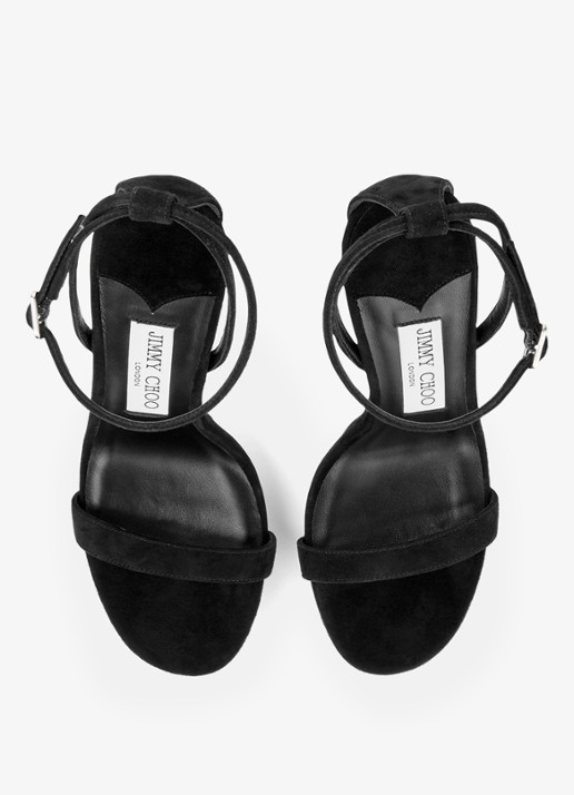 Jimmy Choo Moza/Pf 120 sandalette van geitensuède - detail zwart