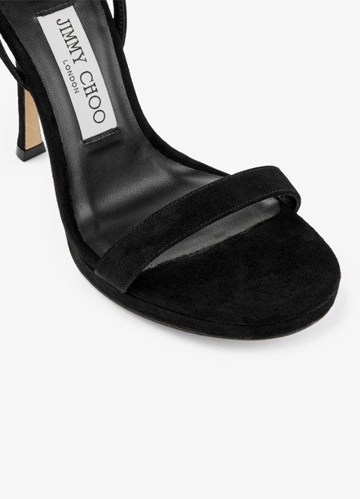 Jimmy Choo Moza/Pf 120 sandalette van geitensuède - detail 2 zwart