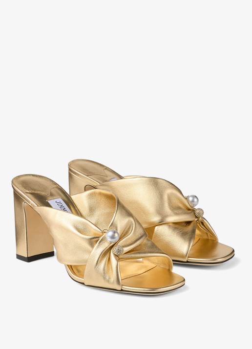Jimmy Choo Rafi 85 muiltje van lamsleer met metallic finish - detail 4 goud