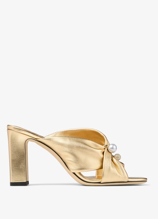 Jimmy Choo Rafi 85 muiltje van lamsleer met metallic finish