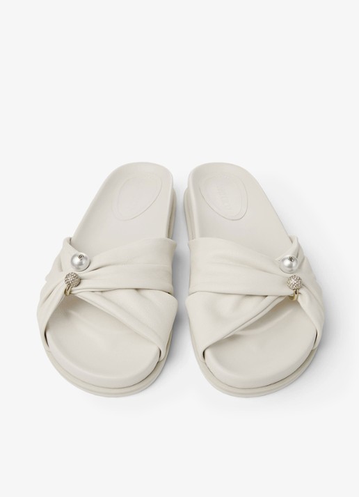 Jimmy Choo Rafi slipper van lamsleer - detail 5 gebroken wit