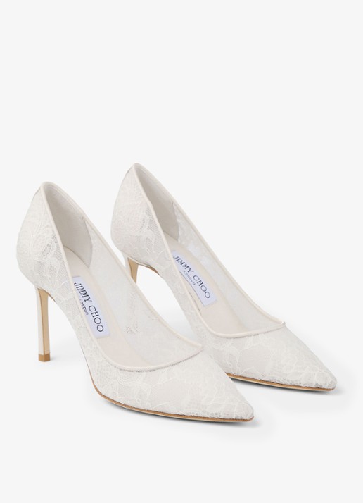 Jimmy Choo Romy 85 pump van kant - voorkant 2 ivoor