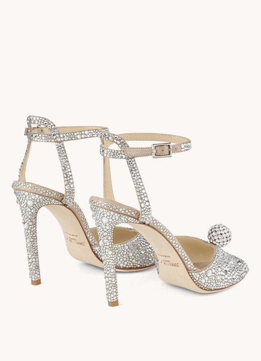 Jimmy Choo Sacora 100 sandalette met strass - detail 5 zilver