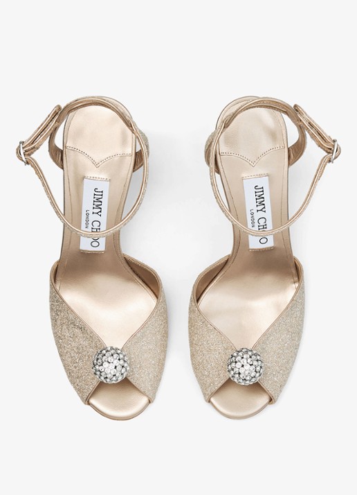 Jimmy Choo Sacora 85 sandalette met leren details en glitter - detail 2 goud