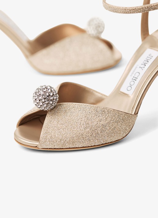 Jimmy Choo Sacora 85 sandalette met leren details en glitter - detail 3 goud