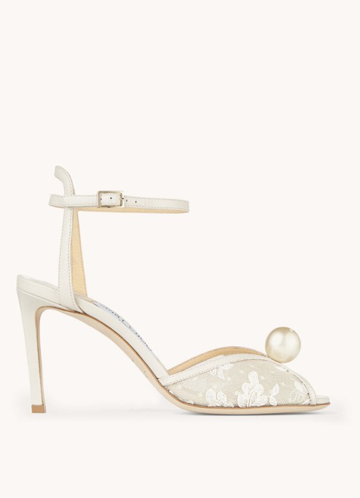 Jimmy Choo Sacora 85 sandalette van kalfsleer met kant