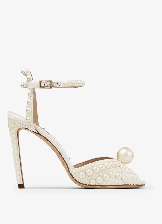 Jimmy Choo Sacora sandalette van satijn met imitatieparels