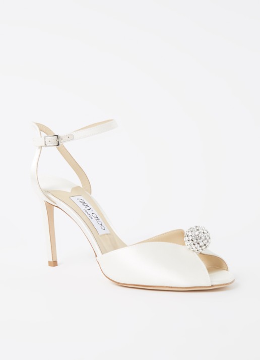 Jimmy Choo Sacora sandalette van satijn met strass detail