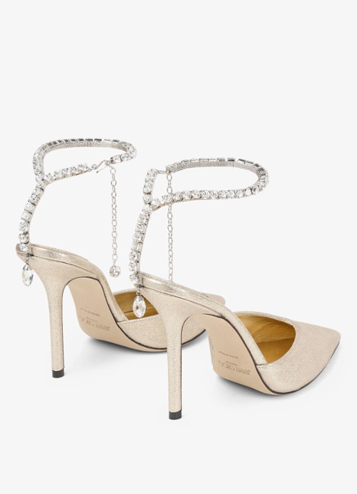 Jimmy Choo Saeda 100 sandalette met metallic finish - achterkant 4 goud
