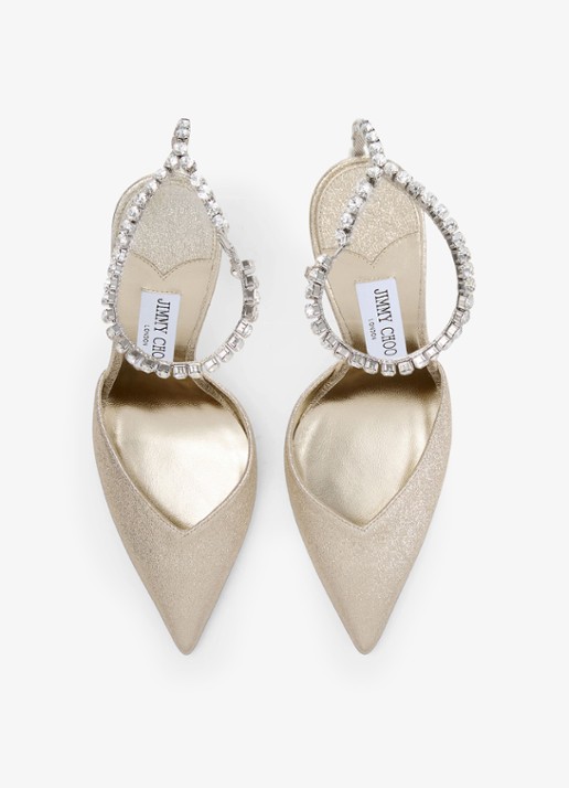 Jimmy Choo Saeda 100 sandalette met metallic finish - detail 2 goud