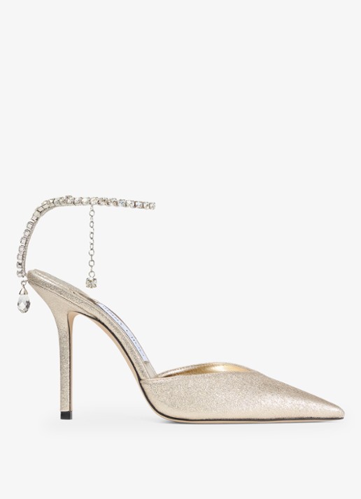 Jimmy Choo Saeda 100 sandalette met metallic finish