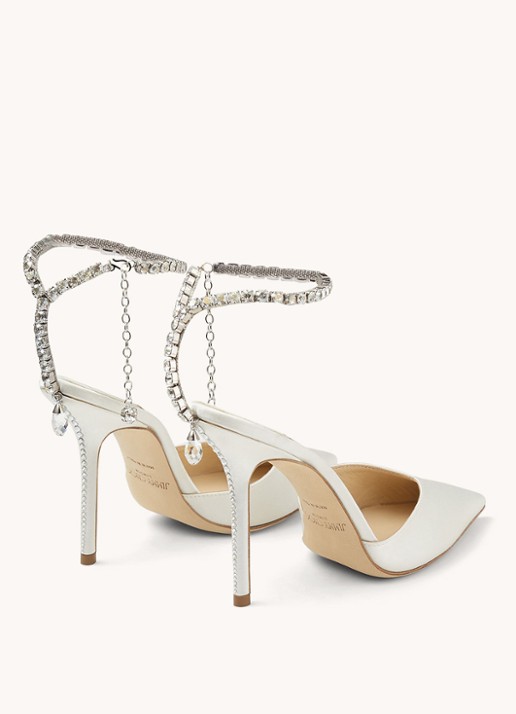 Jimmy Choo SAEDA 100 SATIN W/ CRYSTA IVOR - achterkant 3 ivoor