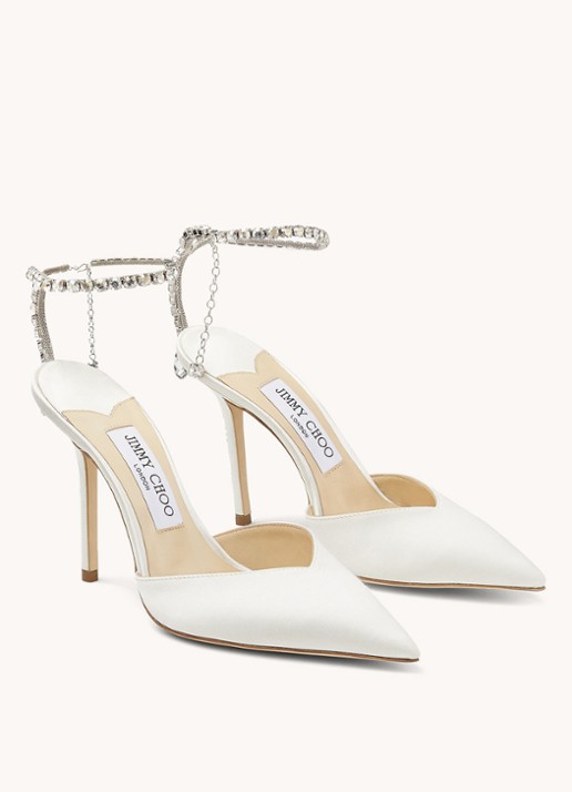 Jimmy Choo SAEDA 100 SATIN W/ CRYSTA IVOR - detail 4 ivoor