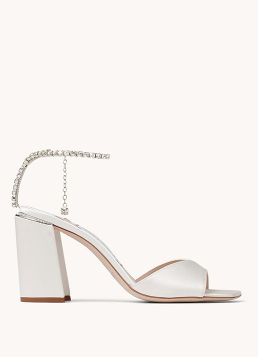 Jimmy Choo Saeda 85 sandalette van satijn met strass