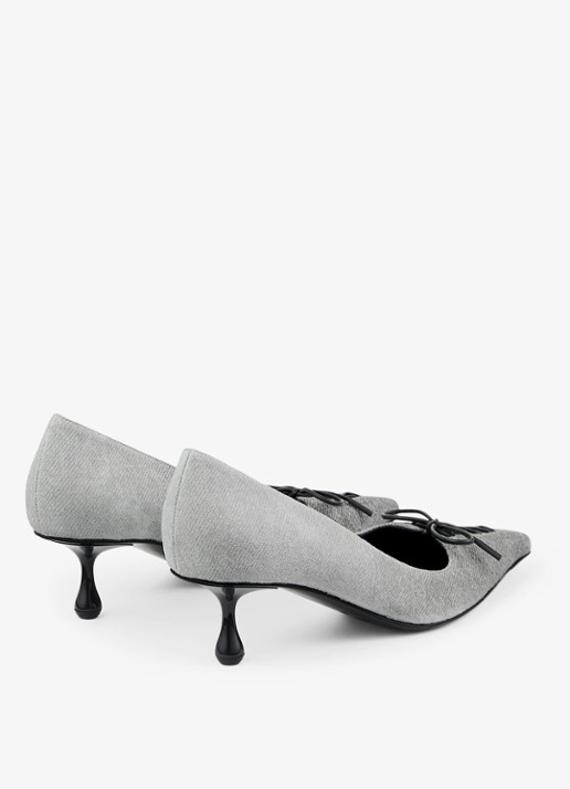 Jimmy Choo Scarlett 50 pump van geitenleer met strikdetail - achterkant 3 grijs
