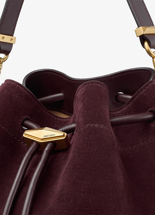 Jimmy Choo Schoudertas van kalfssuède met afneembare schouderriem - detail 5 bordeauxrood