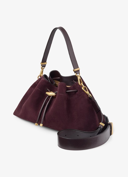 Jimmy Choo Schoudertas van kalfssuède met afneembare schouderriem - voorkant 3 bordeauxrood