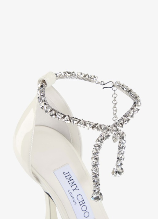Jimmy Choo Stevie 100 pump van lakleer - detail 2 gebroken wit