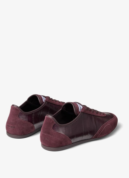 Jimmy Choo Sunny/F sneaker van leer met suède details - achterkant 3 donkerrood
