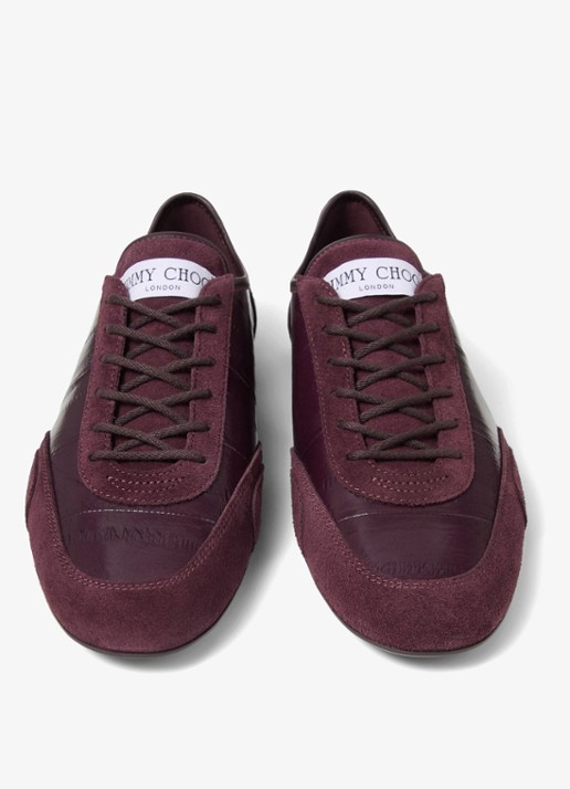 Jimmy Choo Sunny/F sneaker van leer met suède details - detail 4 donkerrood