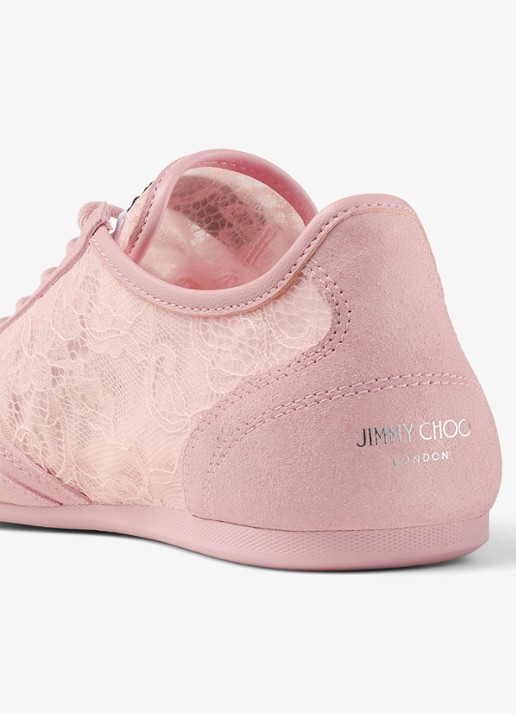 Jimmy Choo Sunny/F sneaker van suède met kanten details - detail 3 roze