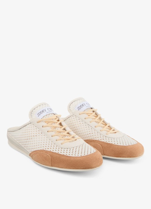 Jimmy Choo Sunny Mule/F muiltje met suède details - detail 2 gebroken wit