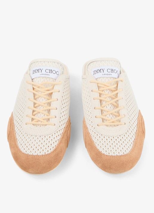 Jimmy Choo Sunny Mule/F muiltje met suède details - detail 3 gebroken wit