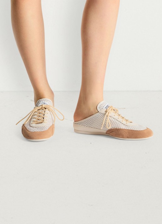 Jimmy Choo Sunny Mule/F muiltje met suède details - voorkant 6 gebroken wit