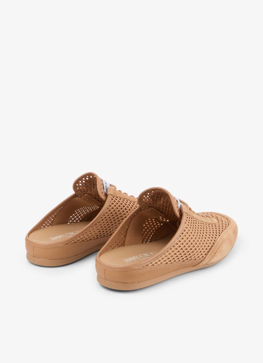Jimmy Choo Sunny Mule/F muiltje met suède details - achterkant 6 lichtbruin