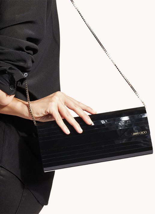 Jimmy Choo Sweetie clutch met logo - voorkant 2 zwart