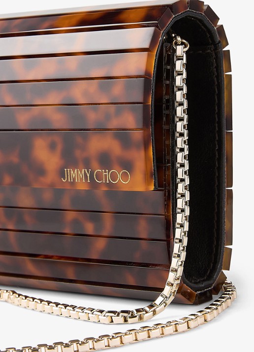 Jimmy Choo Sweetie Plexi clutch met afneembare schouderriem - detail 6 bruin