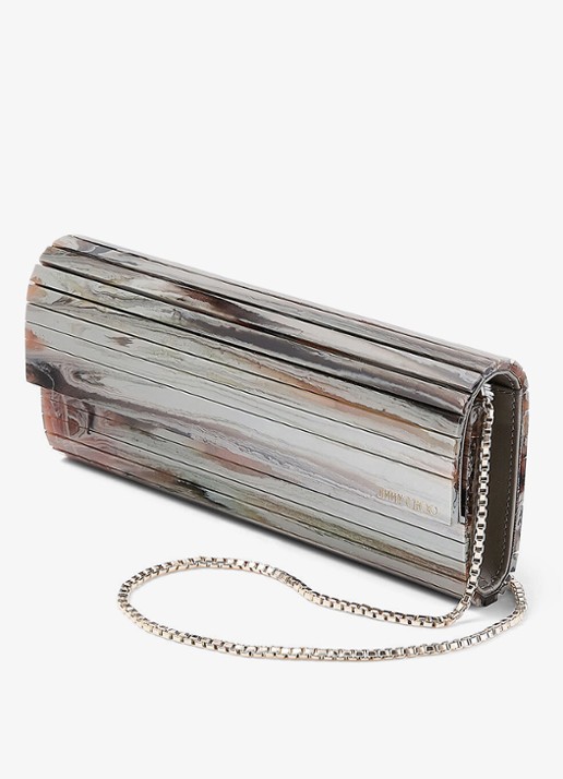 Jimmy Choo Sweetie Plexi clutch met afneembare schouderriem - detail 4 grijs
