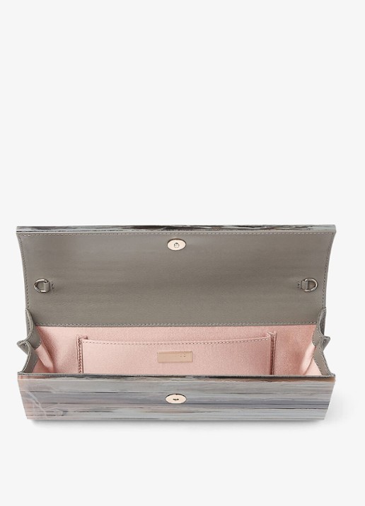 Jimmy Choo Sweetie Plexi clutch met afneembare schouderriem - detail 5 grijs