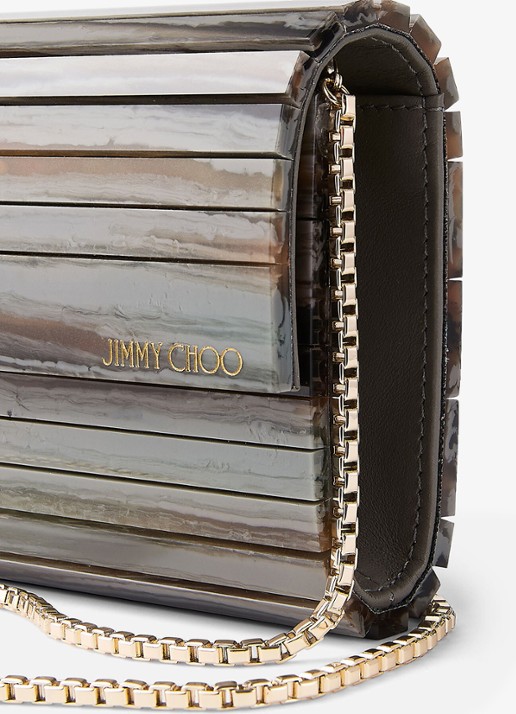 Jimmy Choo Sweetie Plexi clutch met afneembare schouderriem - detail 6 grijs
