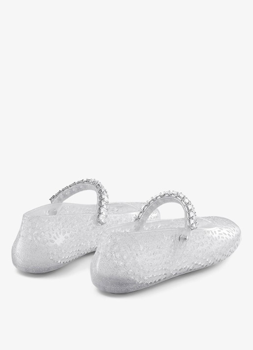Jimmy Choo The Jelly ballerina met glitter - achterkant 5 zilver