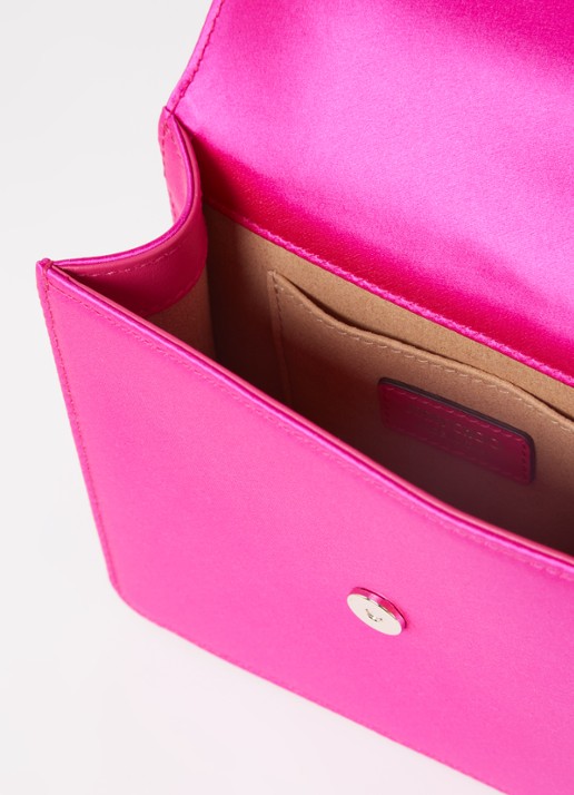 Jimmy Choo Varenne Quad XS schoudertas van satijn - detail 4 fuchsia