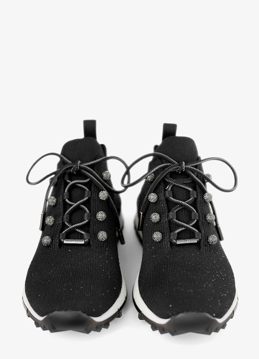 Jimmy Choo Veles sneaker met gebreid bovenwerk en pailletten - detail 5 zwart