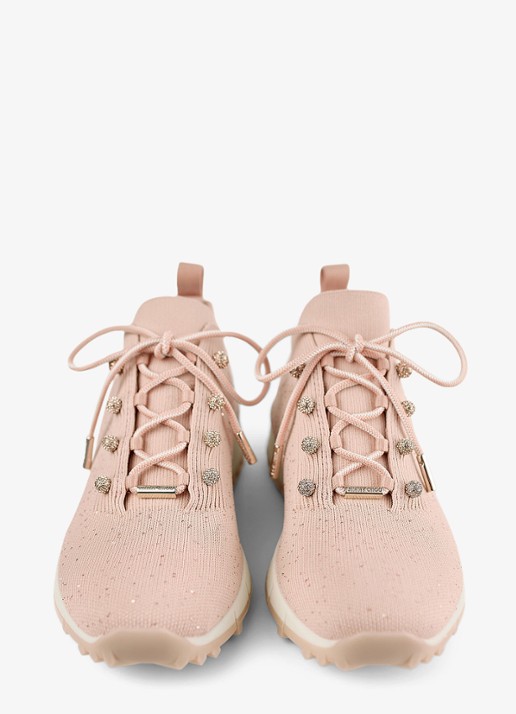 Jimmy Choo Veles sneaker met gebreid bovenwerk en pailletten - detail 3 oudroze