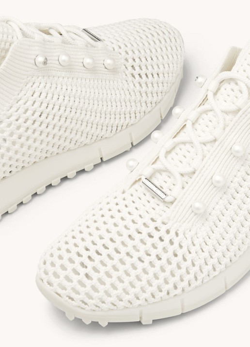 Jimmy Choo Veles sneaker van mesh - detail gebroken wit