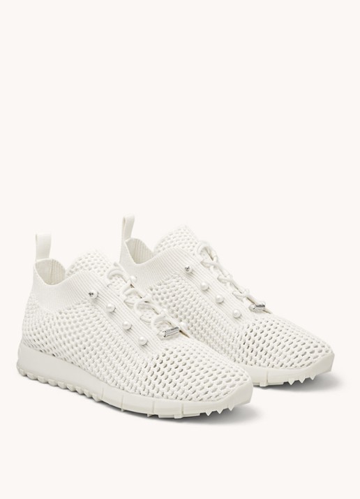 Jimmy Choo Veles sneaker van mesh - voorkant 6 gebroken wit