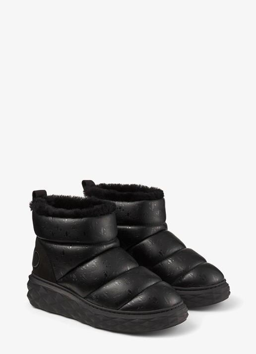 Jimmy Choo Xan enkellaarsje van leer met logo - voorkant 2 zwart