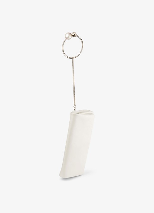 Jimmy Choo Xandra clutch van leer - detail 4 gebroken wit