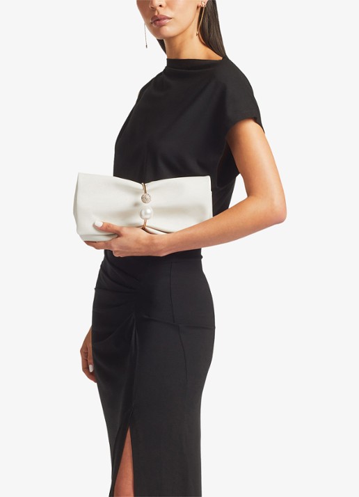 Jimmy Choo Xandra clutch van leer - voorkant 7 gebroken wit