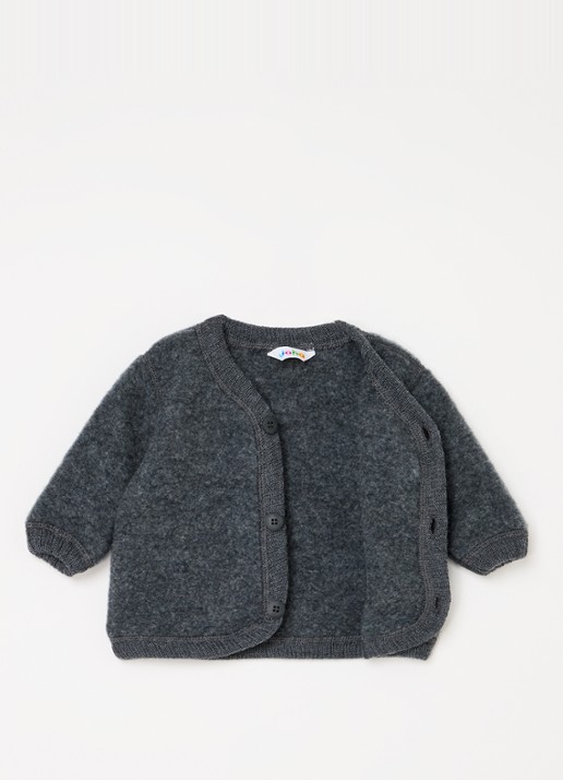Joha Grofgebreid vest van merino wol - voorkant 2 donkergrijs