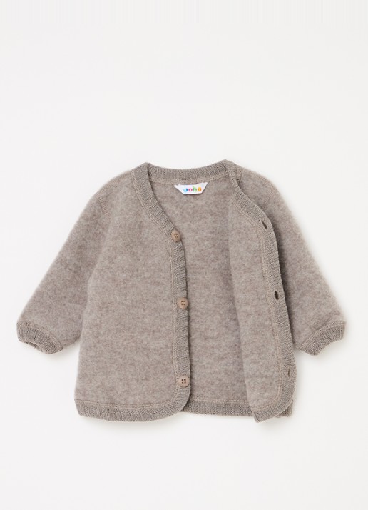 Joha Grofgebreid vest van merino wol - voorkant 2 khaki