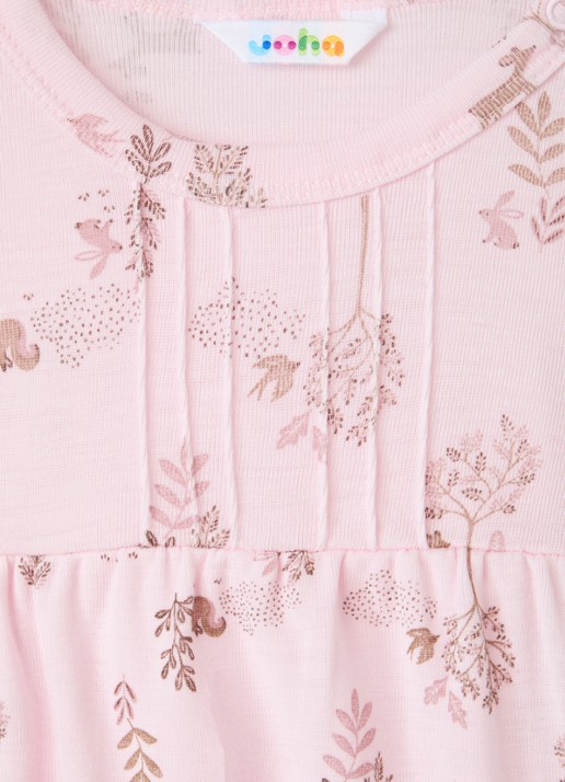 Joha Jurk in zijdeblend met print - detail 5 lichtroze
