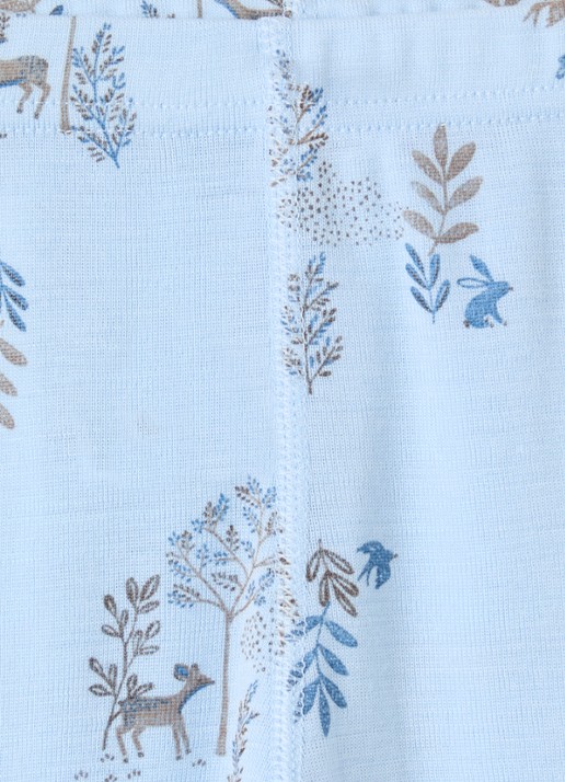Joha Legging in zijdeblend met print - detail lichtblauw