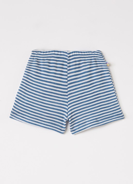 Joha Loose fit korte broek in zijdeblend - voorkant staalblauw